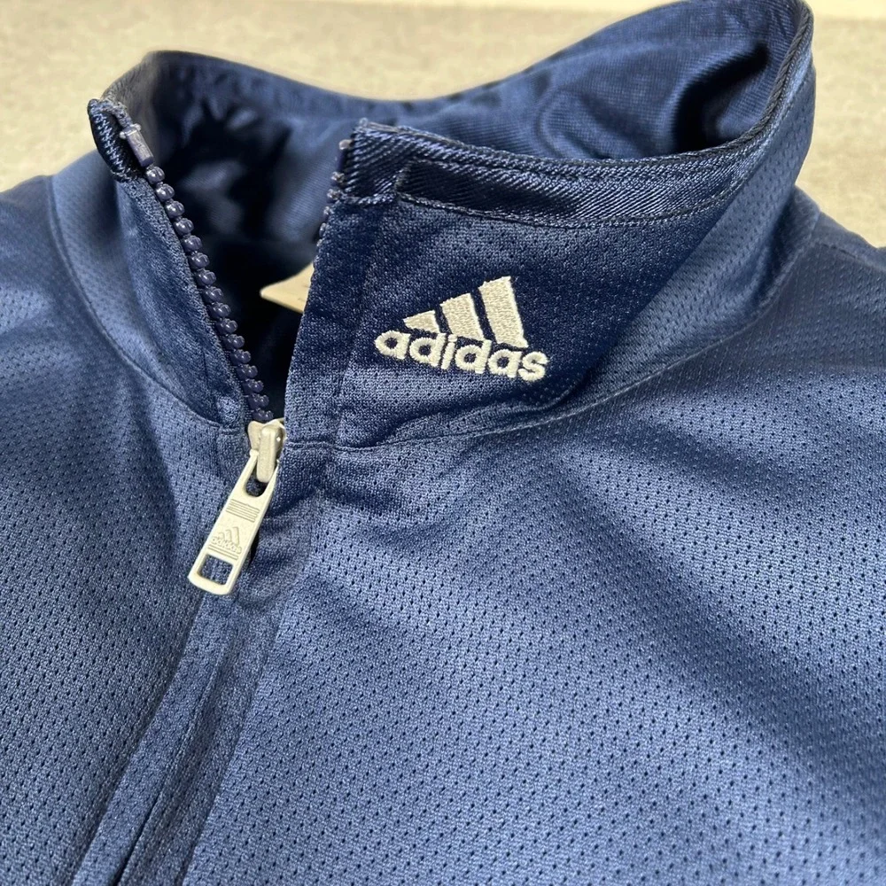 Adidas Track Jacket Mens Large Blue Y2K Vintage Basketball Full‎ Zip Shiny